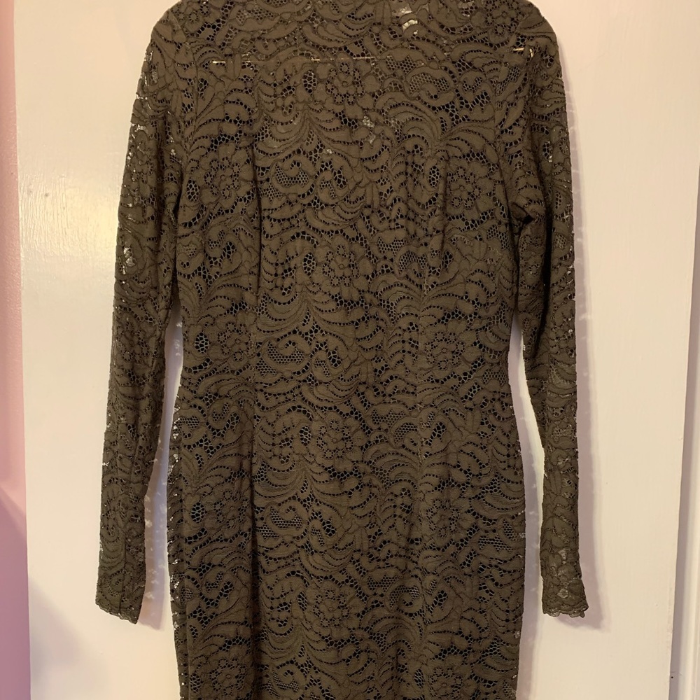Olive green mid calf dress.